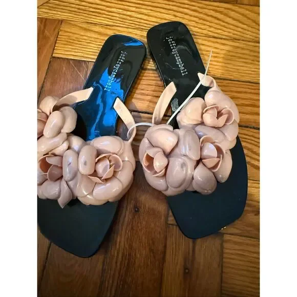 New Jeffrey Campbell Floralee Pink Jelly Thong Flip Flops Sandals Size 8 - Picture 3 of 5